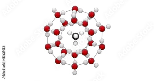 Methane hydrate(CH4·5.75H2O). Other names: methane clathrate, hydromethane, methane ice, fire ice, or gas hydrate. 3D render. Seamless loop. White background. photo