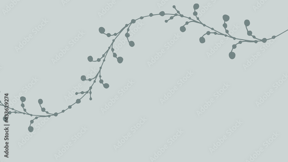 Fototapeta premium Thumbnail background with hand-drawn leaves in light and dark grey colors