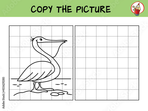 Pelican. Copy the picture. Coloring book