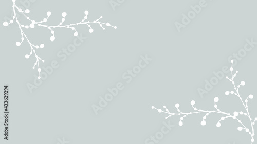 Thumbnail background with hand-drawn leaves in white and light grey colors