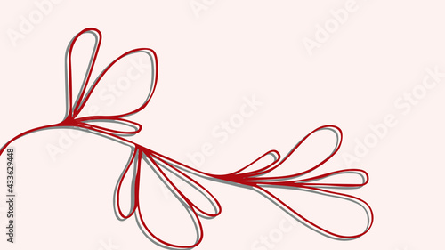 Thumbnail background with hand-drawn leaves in cherry and beige colors