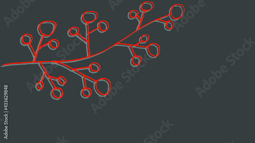 Thumbnail background with hand-drawn sea corals in grey and red colors