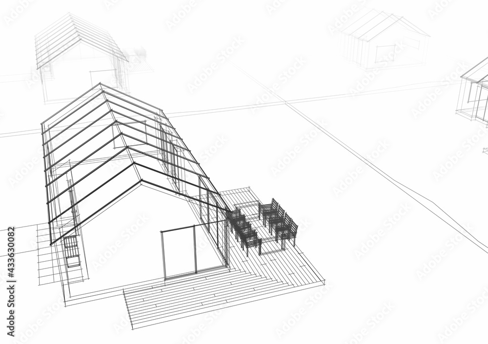 modern cabin house architecture 3d illustration modern cabin house architecture 3d illustration