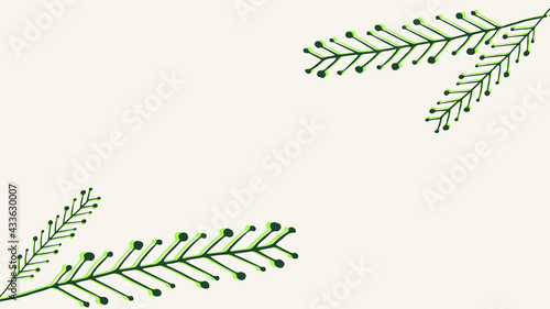 Thumbnail background with hand-drawn fir in green and beige colors