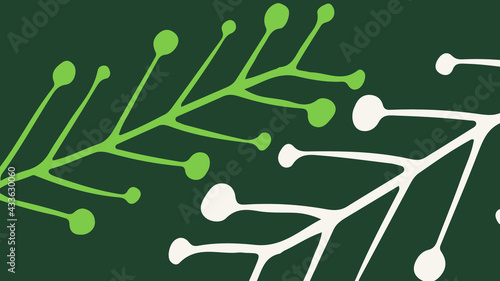 Thumbnail background with hand-drawn fir in green and beige colors