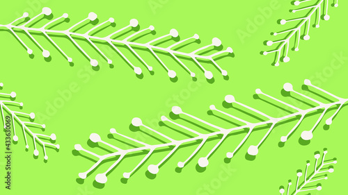 Thumbnail background with hand-drawn fir in green and beige colors