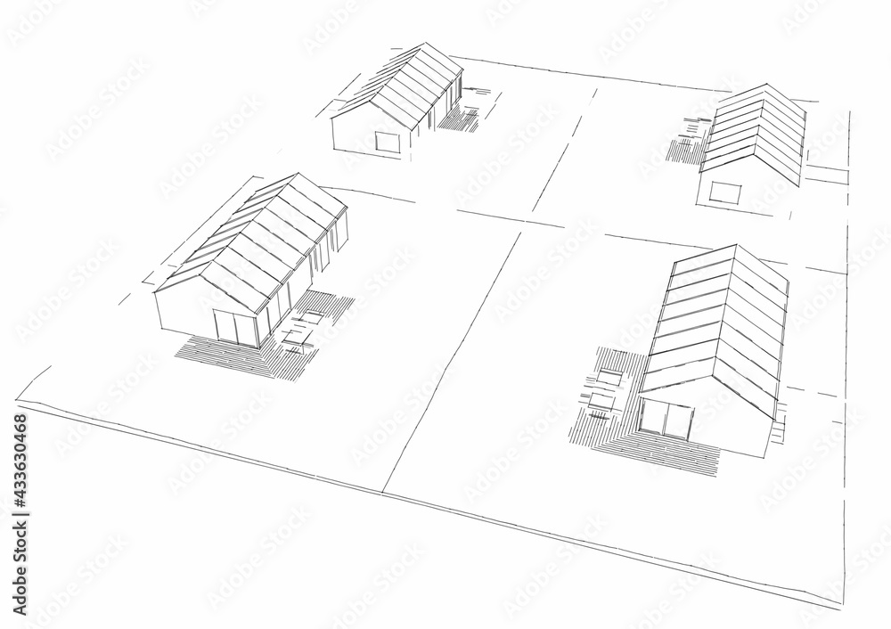 modern cabin house architecture 3d illustration modern cabin house architecture 3d illustration