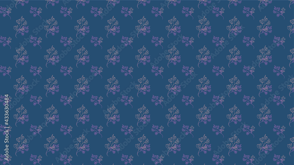 Pattern background with hand-drawn leaves in beige, pink and blue colors Pattern background with hand-drawn leaves in beige, pink and blue colors