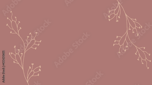 Thumbnail background with hand-drawn leaves in grey, orange and beige colors