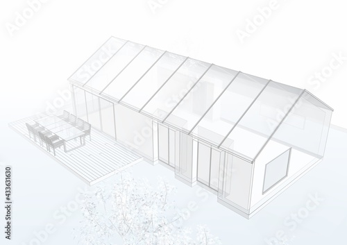 modern cabin house architecture 3d illustration 