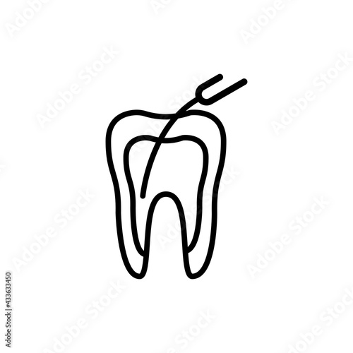 Teeth canal treatment line icon. Isolated vector element. photo