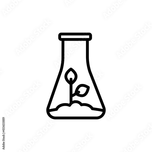 Growing plants in vitro line icon. Isolated vector element.