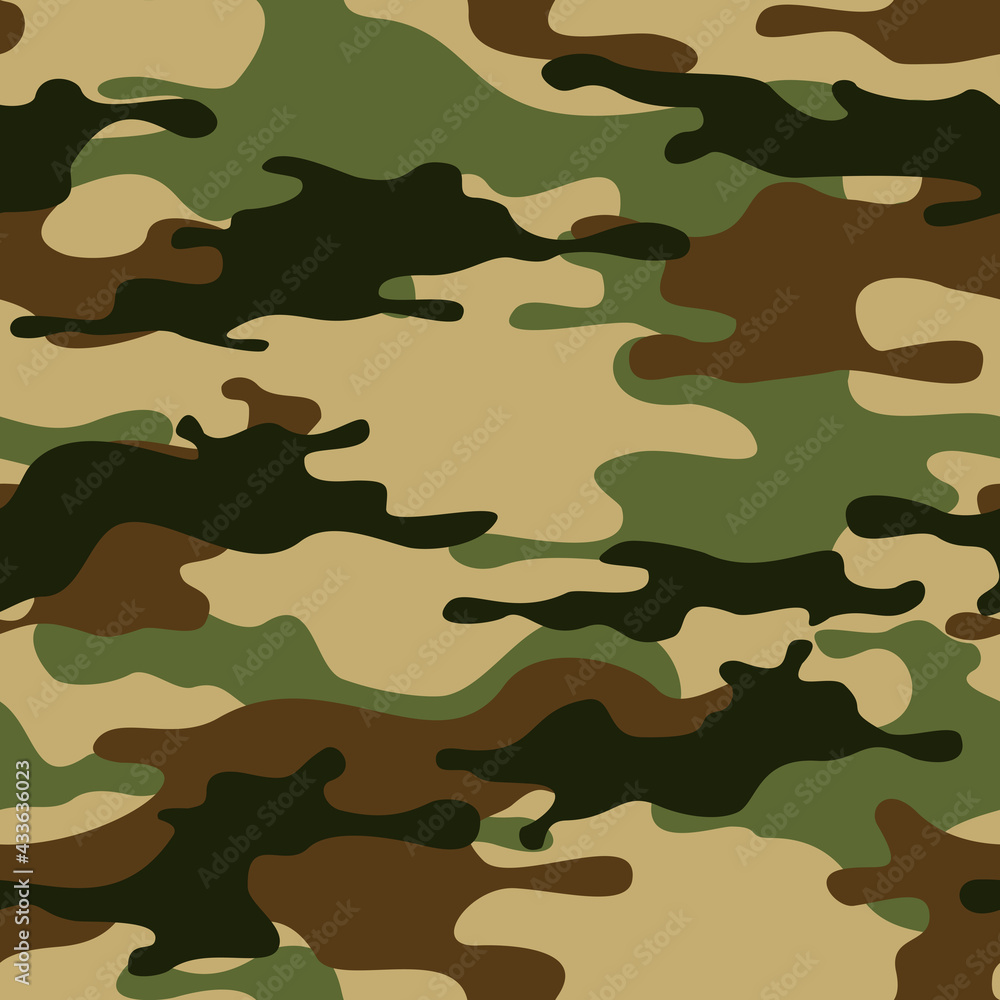 Fototapeta premium Camouflage seamless pattern. Abstract camo from spots. Military texture. Modern print for fabric and clothing. Vector illustration