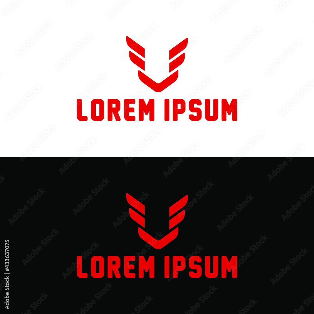 Wing icon symbol logo template in flat design monogram illustration Wing icon symbol logo template in flat design monogram illustration