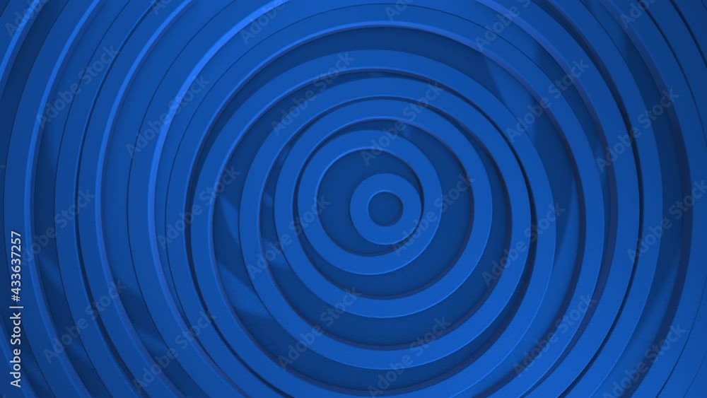 Abstract pattern of circles with the effect of displacement. Blue clean rings animation. Abstract background for business presentation. Seamless loop 4k 3d render. Abstract pattern of circles with the effect of displacement. Blue clean rings animation. Abstract background for business presentation. Seamless loop 4k 3d render.