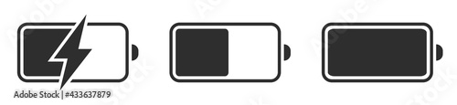Battery charge level indicators. Discharged and fully charged battery smartphone. Set of flat vector icon isolated. Vector Illustration eps10.
