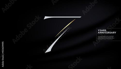 Number seven / 7 vector font alphabet, modern dynamic luxury flat design for your unique elements design ; logo, corporate identity, application, creative poster etc.