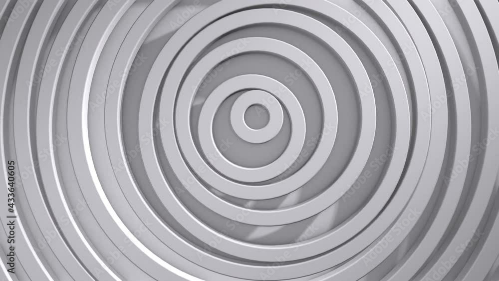 Abstract pattern of circles with the effect of displacement. White clean rings animation. Abstract background for business presentation. Seamless loop 4k 3d render. Abstract pattern of circles with the effect of displacement. White clean rings animation. Abstract background for business presentation. Seamless loop 4k 3d render.