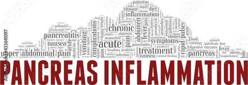 Pancreas inflammation vector illustration word cloud isolated on a white background.
