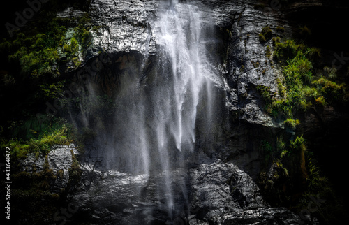 Stream of fresh water pouring down through the rocks in a tropical forest  natural beauty of the mother earth concept  Diyaluma falls in Koslanda  Badulla. the second-highest waterfall in Sri Lanka.