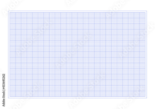 Grid paper. Realistic blank lined paper sheet in A3 format. Squared background with color graph. Geometric pattern for school, wallpaper, textures, notebook. Lined blank on transparent background
