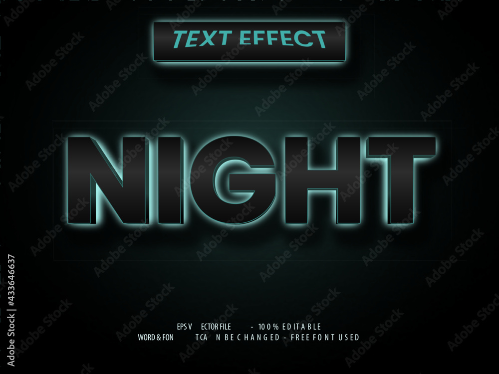 Dark neon text effect. Editable font text effect dark light syle. Stock ...