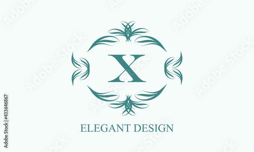 Elegant floral monogram design  logo template for one or two letters for example X. Brand identity sign of a company  business  restaurant  boutique  hotel  heraldic  jewelry.