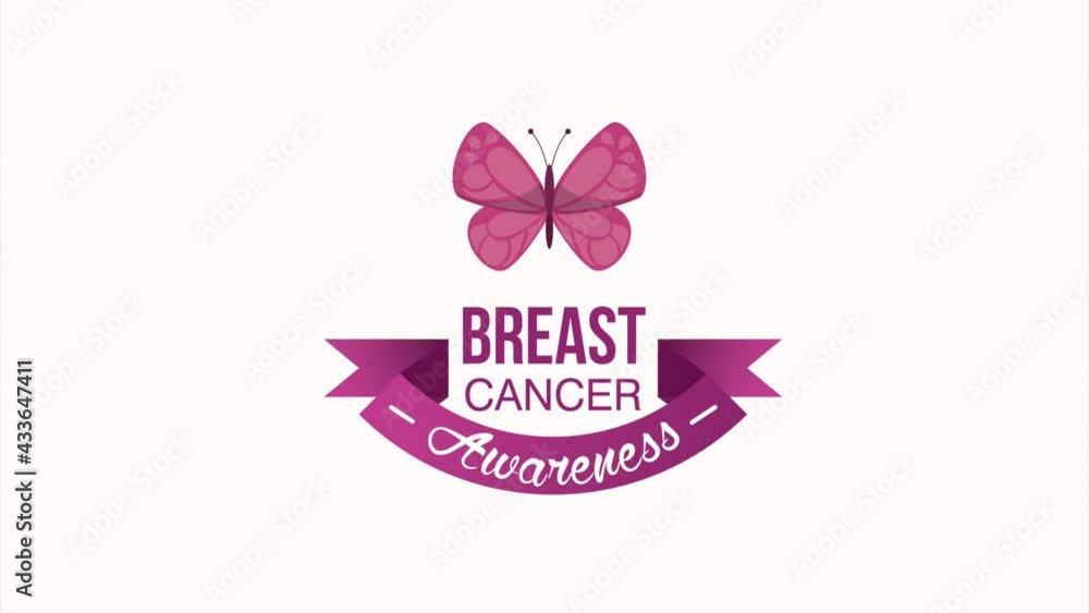 breast cancer awareness animation with butterfly breast cancer awareness animation with butterfly