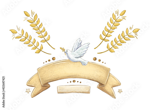 Illustration of religious decorative elements for first communion