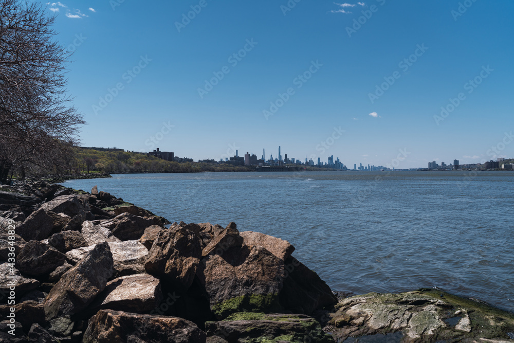 lake in the morning New York  skyline sky blue 