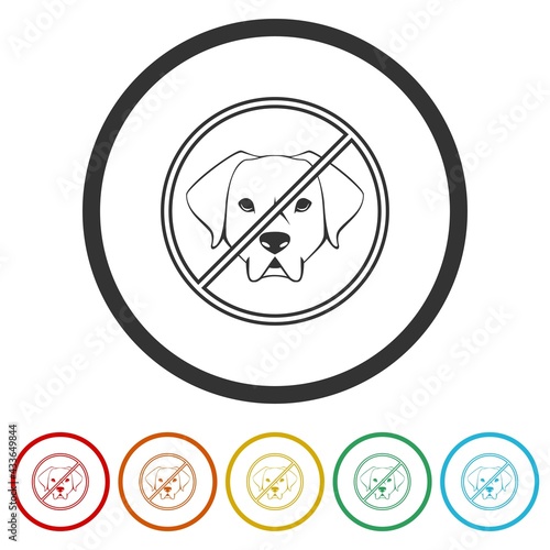 No Pet Allowed sign icon color set