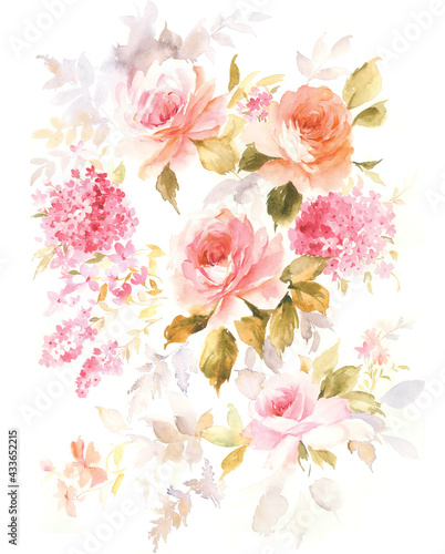 Flowers watercolor illustration.Manual composition.Big Set watercolor elements   Design for textile  wallpapers   Element for design Greeting card