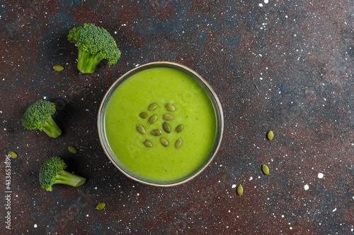 Delicious green homemade broccoli cream soup.