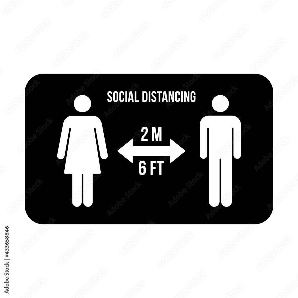 Social distancing icon symbol vector keep safe distance sign in a glyph pictogram illustration Social distancing icon symbol vector keep safe distance sign in a glyph pictogram illustration