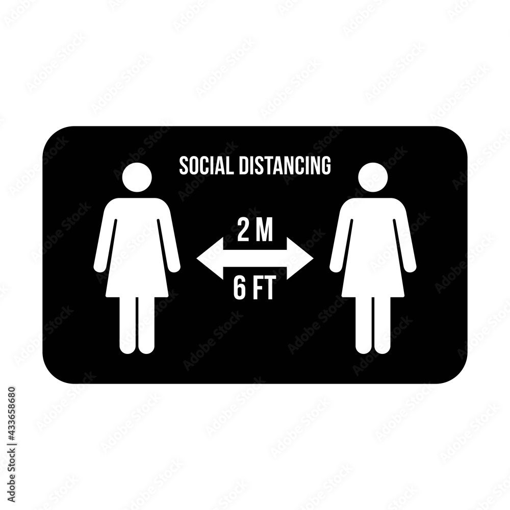 Social distancing icon symbol vector keep safe distance sign in a glyph pictogram illustration Social distancing icon symbol vector keep safe distance sign in a glyph pictogram illustration