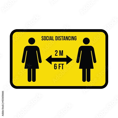 Social distancing icon symbol vector keep safe distance sign in a glyph pictogram illustration