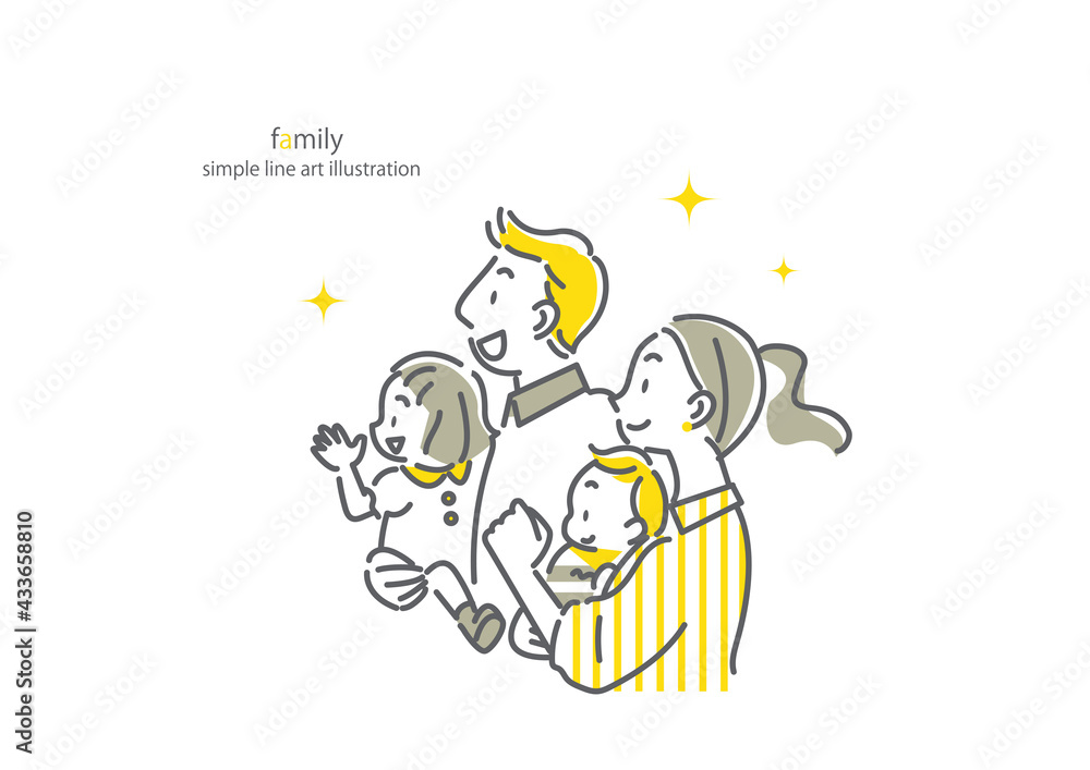 ポジティブな四人家族のシンプルでお洒落な線画イラスト 明るい未来イメージ コンセプト Stock Illustration Adobe Stock ポジティブな四人家族のシンプルでお洒落な線画イラスト 明るい未来イメージ コンセプト Stock Illustration Adobe Stock