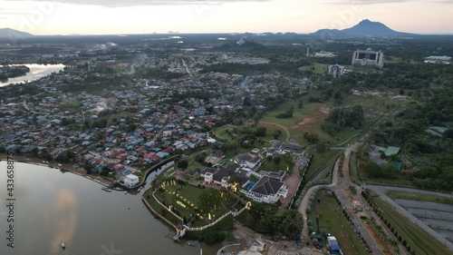 Kuching, Sarawak Malaysia - May 14 2021: The buildings, landmarks and scenery of Kuching city, capital of Sarawak, Borneo island.  photo