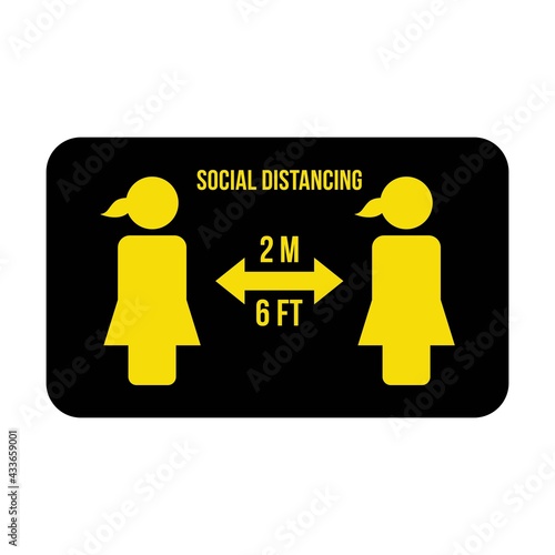 Social distancing icon symbol vector keep safe distance sign in a glyph pictogram illustration