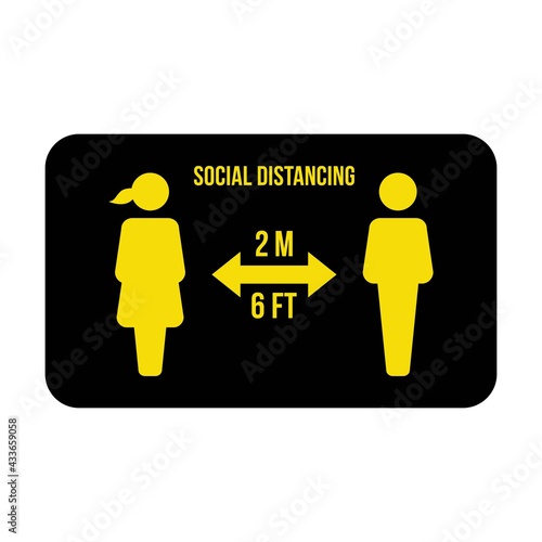 Social distancing icon symbol vector keep safe distance sign in a glyph pictogram illustration