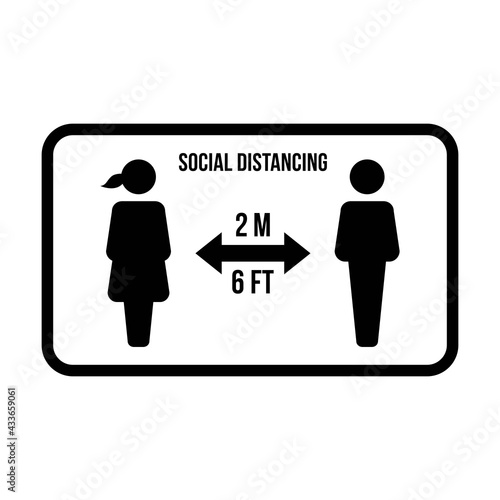 Social distancing icon symbol vector keep safe distance sign in a glyph pictogram illustration