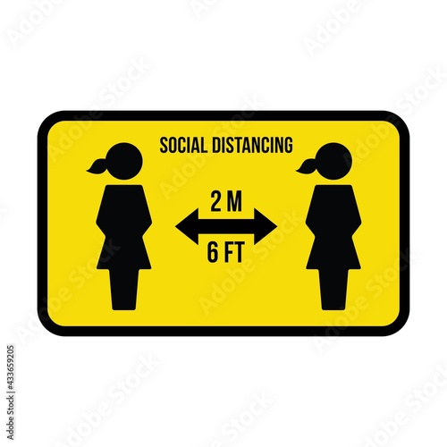 Social distancing icon symbol vector keep safe distance sign in a glyph pictogram illustration