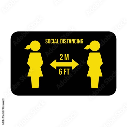 Social distancing icon symbol vector keep safe distance sign in a glyph pictogram illustration