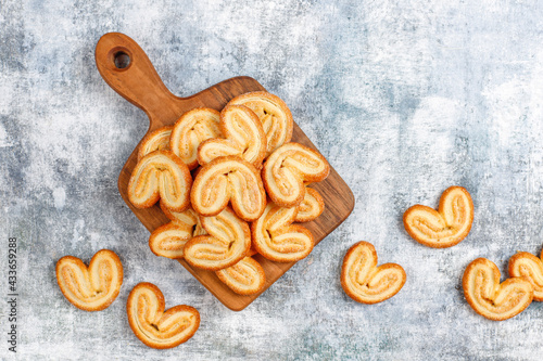 Sweet puff pastry,homemade palmier cookies.