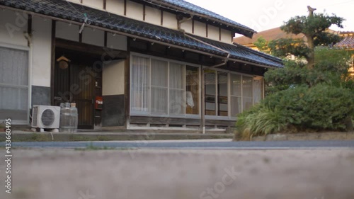 Traditional Japanese houses, countryside at dusk
