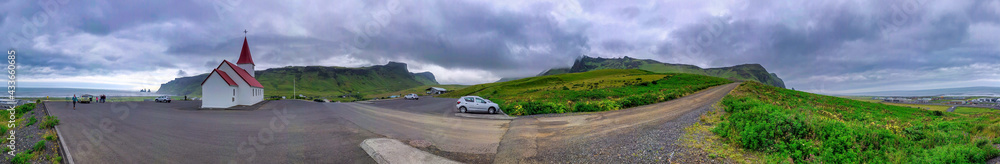Myrdal Church in summer season, Iceland Myrdal Church in summer season, Iceland