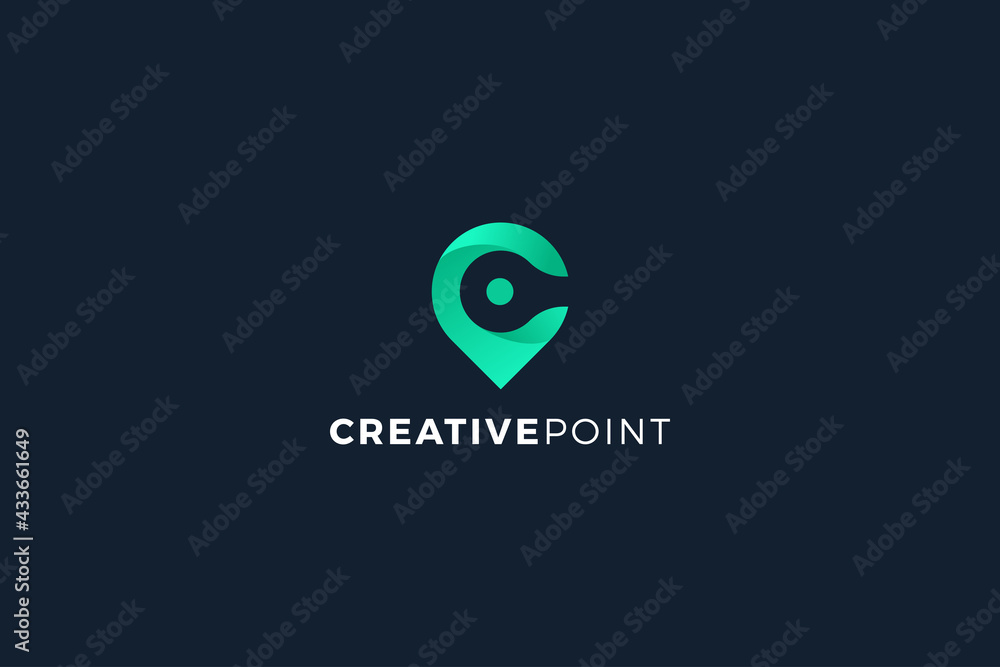 Letter c creative point green minimal logo design