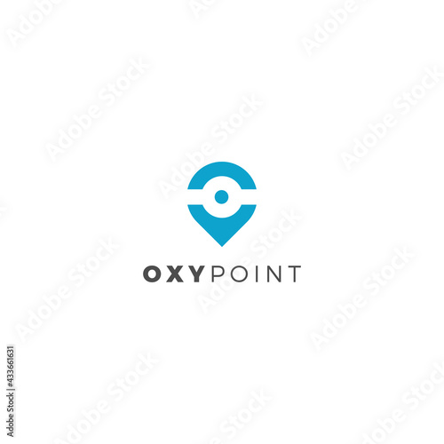 Letter o blue colour pointed pin logo design