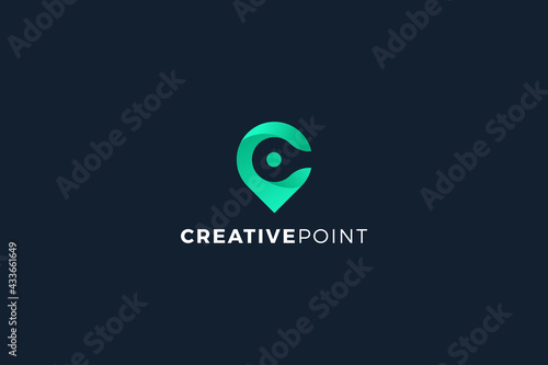 Letter c creative point green minimal logo design