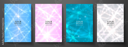 Modern holiday cover design set. Starry pattern with abstract star light. Vector Holliday collection background for Christmas catalog, brochure template, booklet, birthday gift card